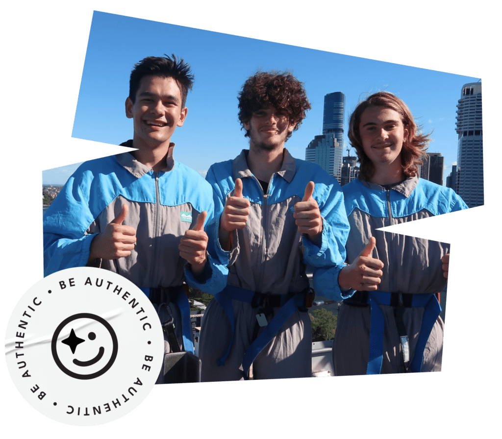 Grad club members of Top Blokes give a thumbs up