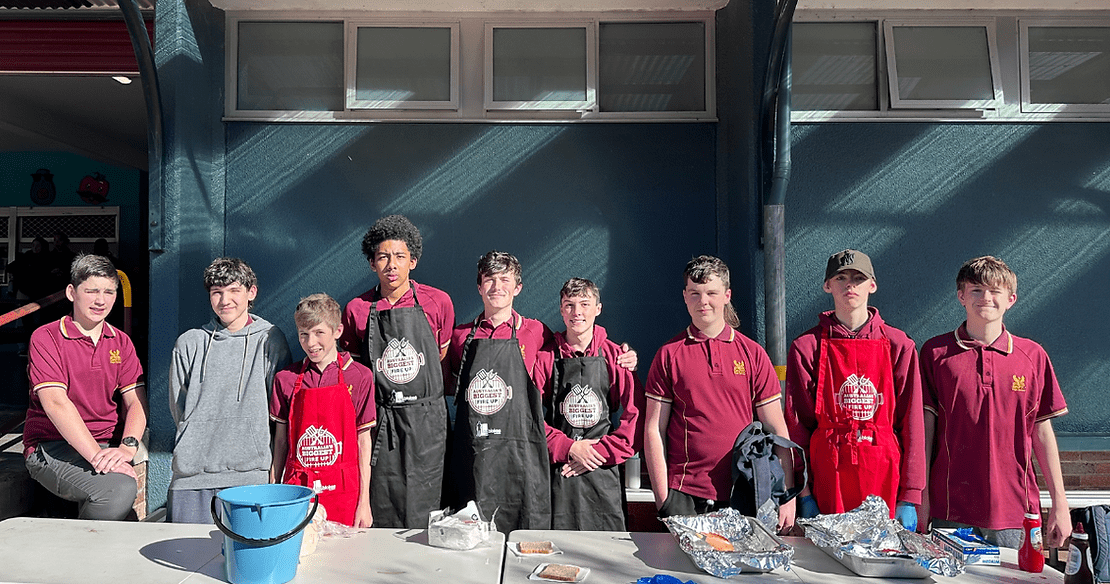 Raising the fun: Dapto High School students show their Top Blokes spirit