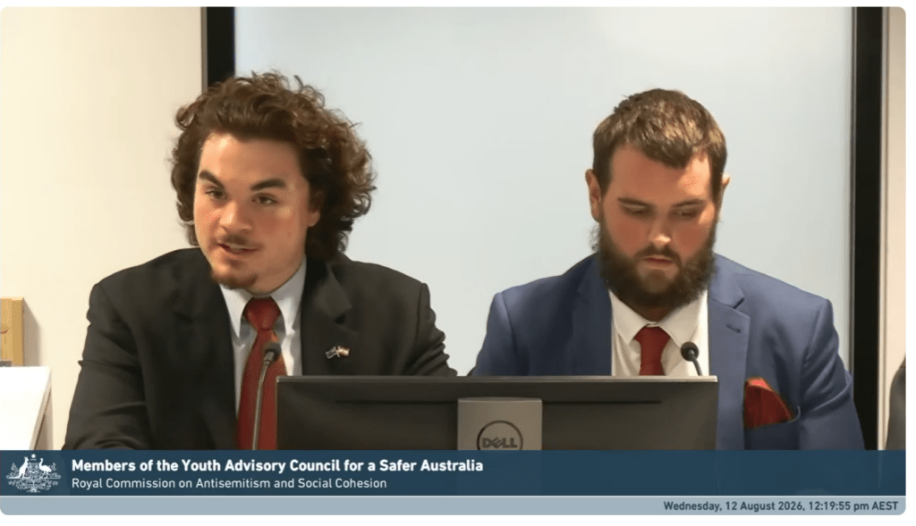 Two Top Blokes speak at Royal Commsission on Antisemetisim and social cohesion.